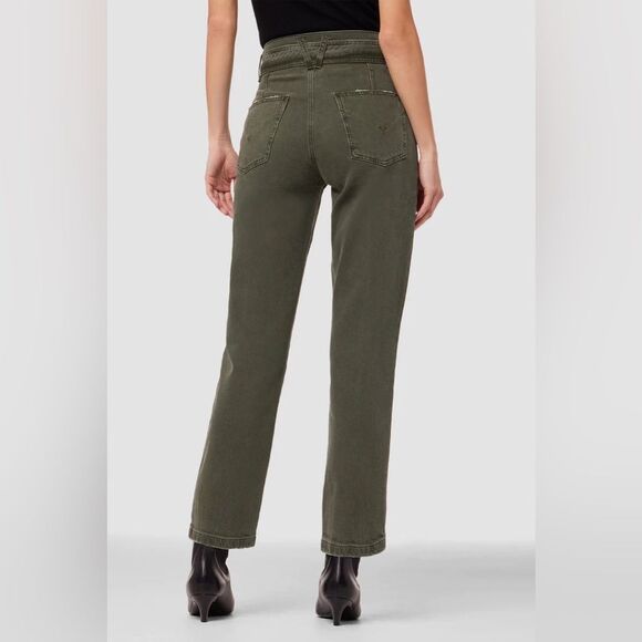 Anthropologie Hudson Utility Straight Ankle Jean with belt Rifle Green 26 NWT - Picture 3 of 16